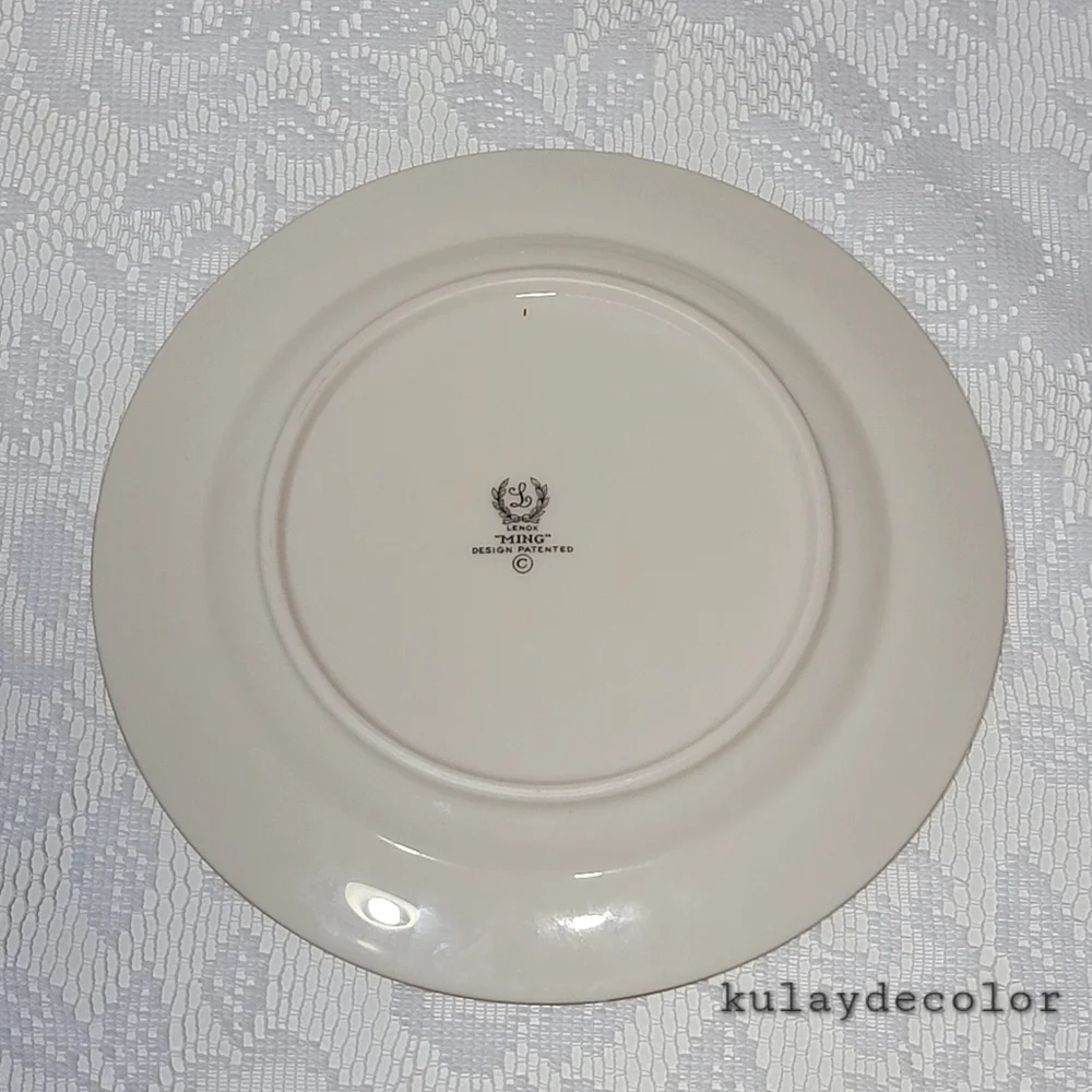 Lenox Ming Birds Salad Plates Set of 4 Vintage Floral Bird Gold Trim Black Stamp